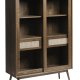 Barrali Vitrine mit 2 Glastüren und 2 Schubladen – Rattan und geräucherte Eiche (H:160)
