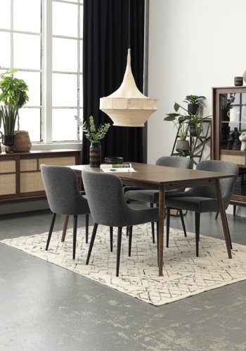 Barrali Vitrine mit 2 Glastüren und 2 Schubladen – Rattan und geräucherte Eiche (H:160)