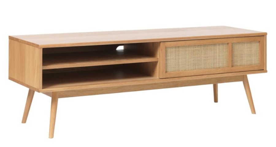 Barrali TV-bord, med 1 skyvedr og 1 hylle - naturlig rotting og eik (150x45)