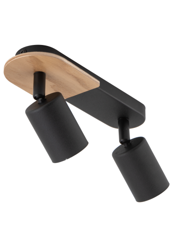 TK Cover loftlampe, m. 2 skrme - valnddefarvet tr og sort stl