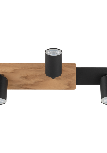 TK Cover loftlampe, m. 3 skrme - valnddefarvet tr og sort stl