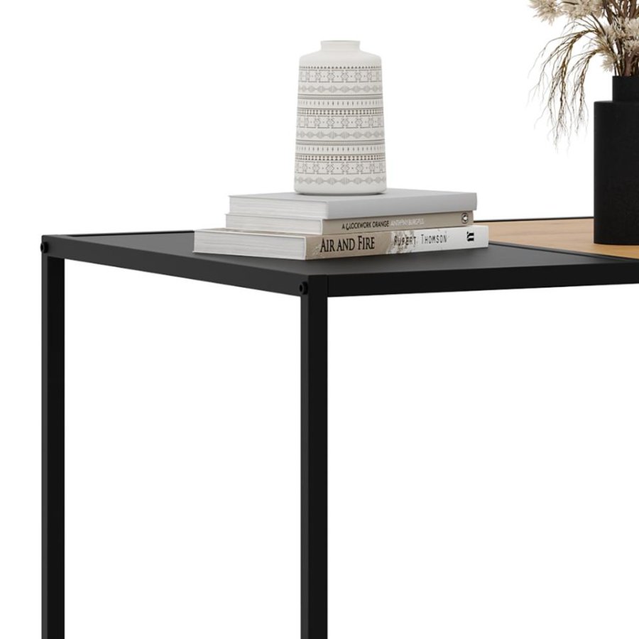 Altino salongbord, rektangulrt - naturlig villdeig melamin og svart metall (60x100)