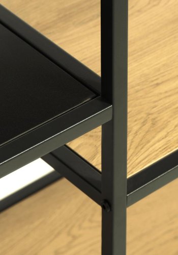 Altino Bücherregal, mit 5 Regalen – natürliches Wildmelamin und schwarzes Metall (H:146)