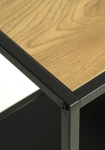 Altino Bücherregal, mit 5 Regalen – natürliches Wildmelamin und schwarzes Metall (H:146)