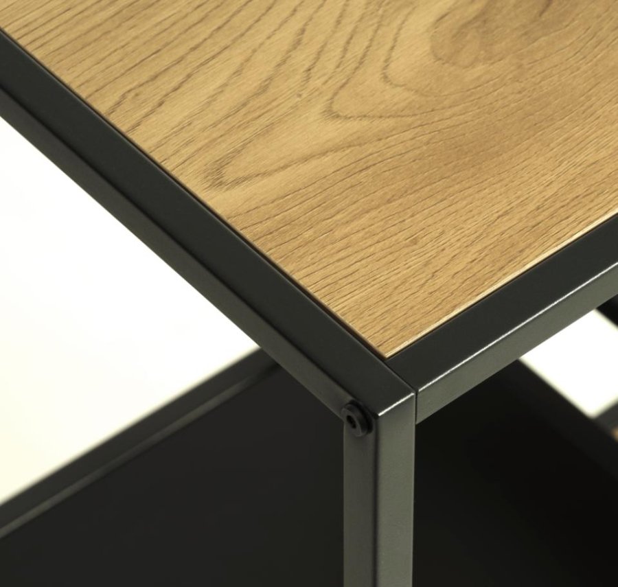 Altino Bücherregal, mit 5 Regalen – natürliches Wildmelamin und schwarzes Metall (H:146)