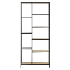 Altino reol, m. 5 hylder - natur vildeg melamin og sort metal (H:180)