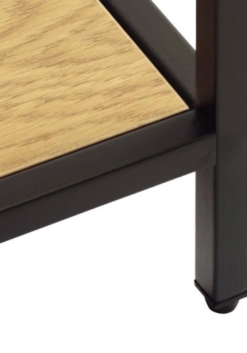 Altino Bücherregal, mit 5 Regalen – natürliches Wildmelamin und schwarzes Metall (H: 180)