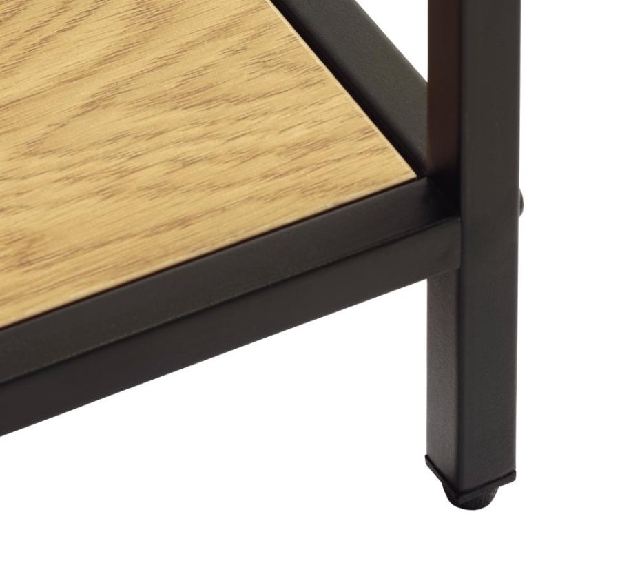 Altino Bücherregal, mit 5 Regalen – natürliches Wildmelamin und schwarzes Metall (H: 180)