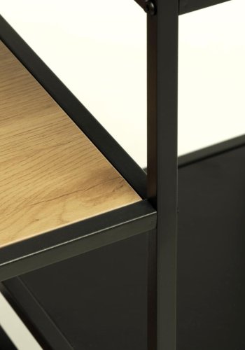 Altino Bücherregal, mit 5 Regalen – natürliches Wildmelamin und schwarzes Metall (H: 180)