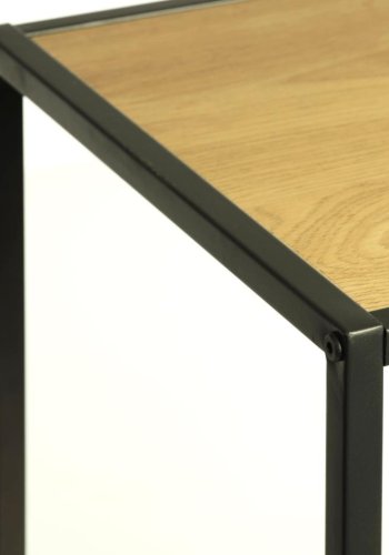 Altino Bücherregal, mit 5 Regalen – natürliches Wildmelamin und schwarzes Metall (H: 180)