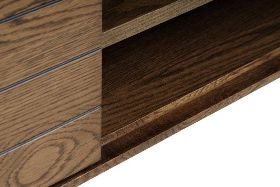 Modica TV-bord, m. 1 dr og 1 hylle - rkt eikefiner og svart metall (120x40)