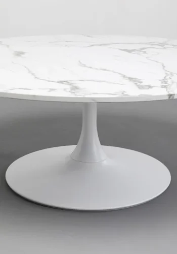 KARE DESIGN Schickeria sofabord, rund - hvid marmorlook laminat og hvid stl (110)