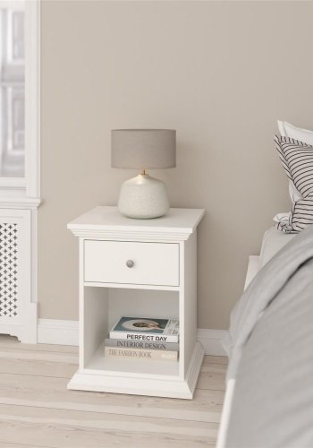 TVILUM North Sengebord med 1 skuffe, Hvid, 47,8 x 43,3 x 63,4 cm