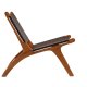 VIND KOLLEKSJON Rike lenestol - brun PU og naturlig teak