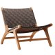VIND KOLLEKSJON Rike lenestol - brun PU og naturlig teak