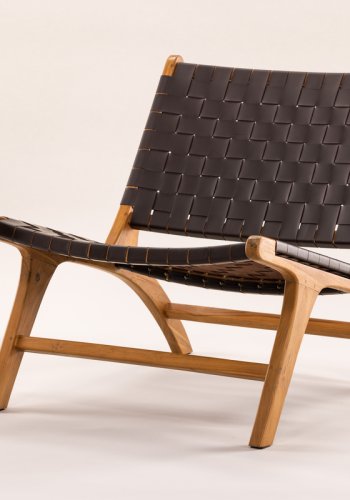 VIND KOLLEKSJON Rike lenestol - brun PU og naturlig teak