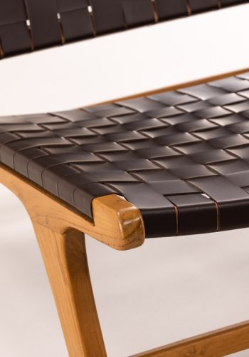 VIND KOLLEKSJON Rike lenestol - brun PU og naturlig teak