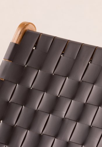 VIND KOLLEKSJON Rike lenestol - brun PU og naturlig teak