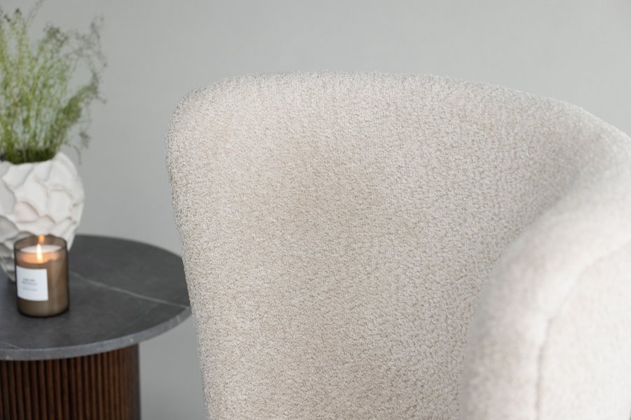VIND COLLECTION Hällsö lenestol - beige bouclé-stoff og valnttfarget stl
