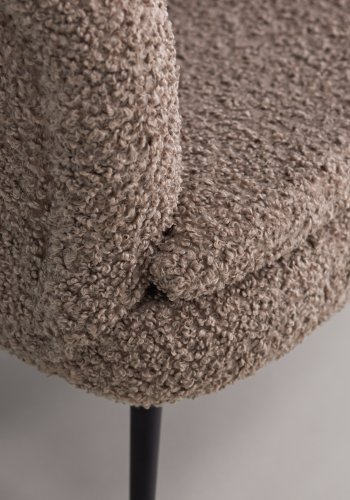 VIND COLLECTION Nordkoster lenestol, med armlener - beige teddystoff polyester og sort stl