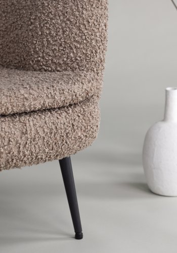 VIND COLLECTION Nordkoster lenestol, med armlener - beige teddystoff polyester og sort stl