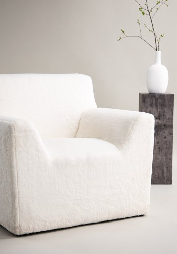 VIND COLLECTION Rossö lenestol, m. armlener - hvit ullfleece