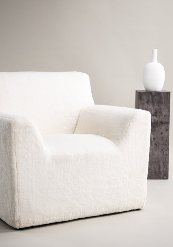 VIND COLLECTION Rossö lenestol, m. armlener - hvit ullfleece