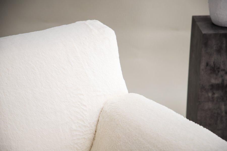 VIND COLLECTION Rossö lenestol, m. armlener - hvit ullfleece