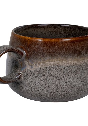 HOUSE NORDIC Krus, keramikk, gr/brun, 10x7,5 cm, sett med 4