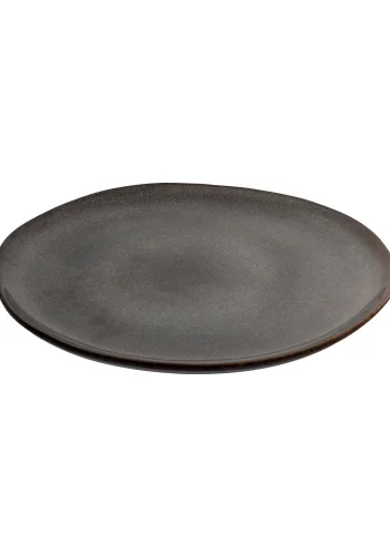 HOUSE NORDIC Lunsjtallerken, keramikk, gr/brun, 21 cm, sett med 4