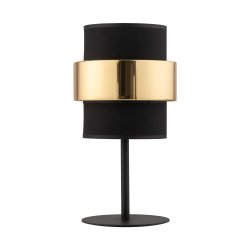 CALISTO sengebordslampe m. 3 skrme - sort stof og guld stl