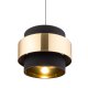 TK Calisto loftlampe, m. 3 skrme - sort stof og guld stl