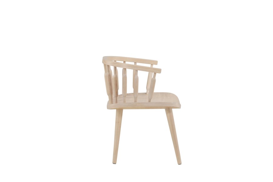 VIND COLLECTION Tjärnö lenestol, m. armlen - hvitkalket gummitre