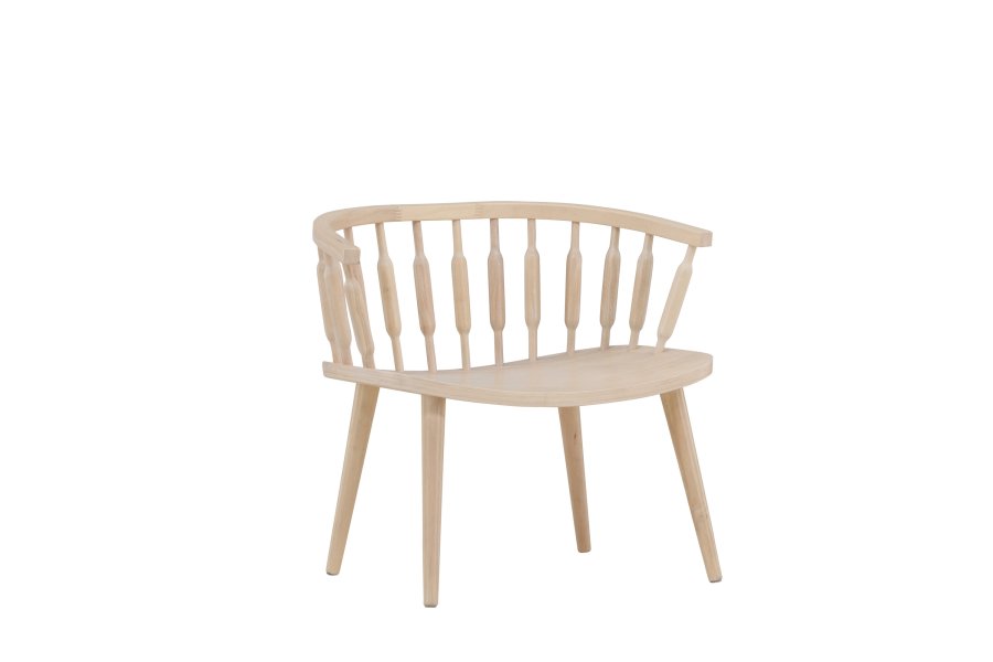 VIND COLLECTION Tjärnö lenestol, m. armlen - hvitkalket gummitre