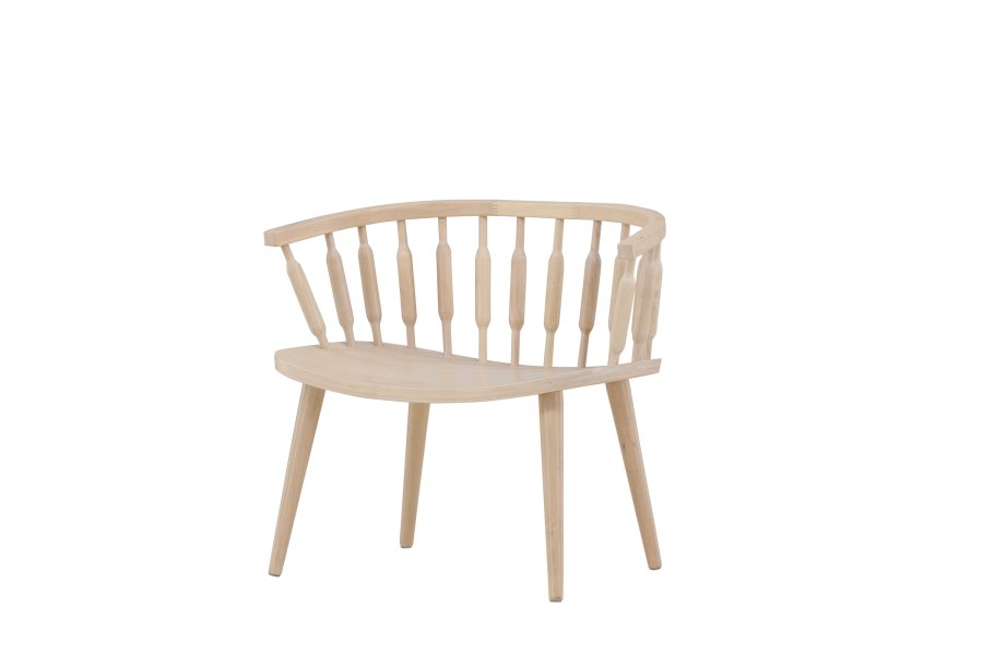 VIND COLLECTION Tjärnö lenestol, m. armlen - hvitkalket gummitre