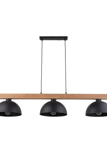 TK Oslo taklampe, m. 3 skjermer - svart metall og tre