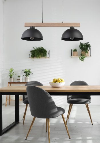 TK Oslo taklampe, m. 2 skjermer - svart metall og tre