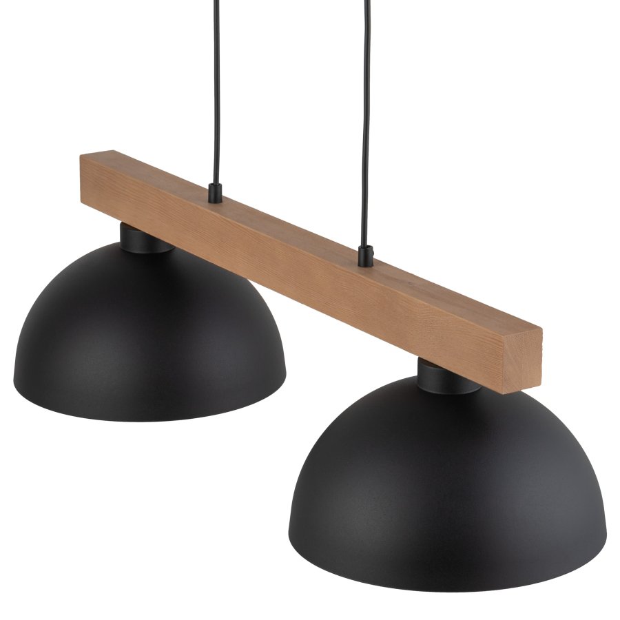 TK Oslo taklampe, m. 2 skjermer - svart metall og tre
