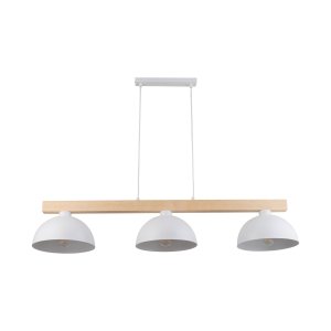 TK Oslo loftlampe, m. 3 skrme - hvid metal og tr