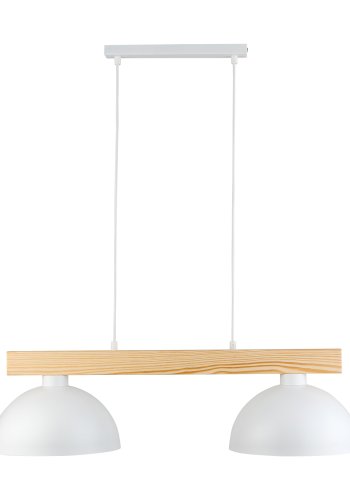 TK Oslo taklampe, m. 2 skjermer - hvitt metall og tre