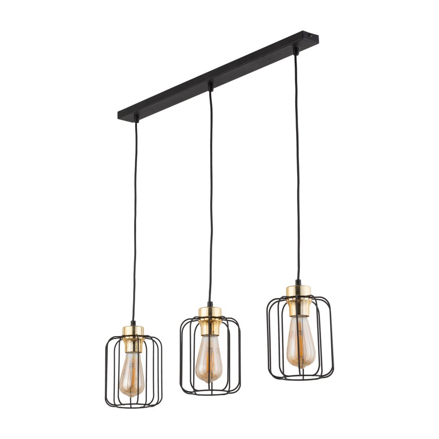 TK Galaxy loftlampe, m. 3 skjermer - kobber og svart metall