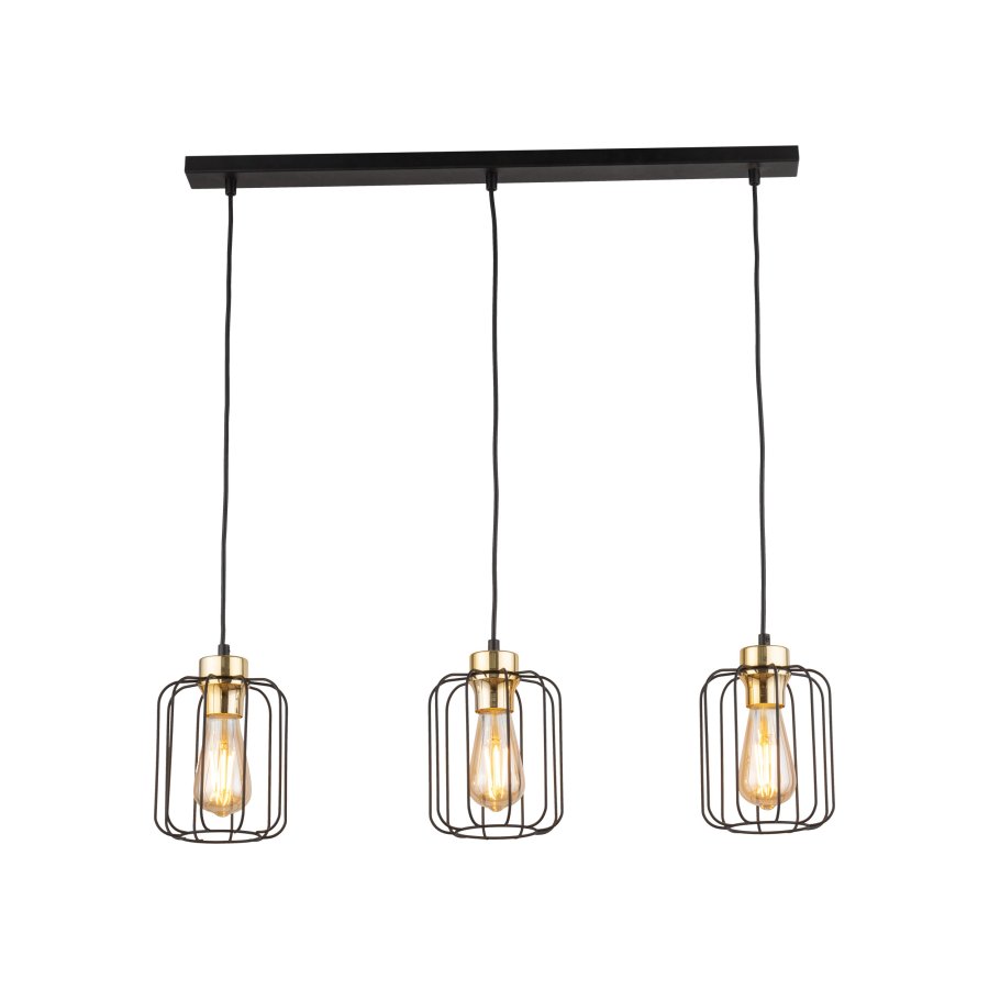 TK Galaxy loftlampe, m. 3 skjermer - kobber og svart metall