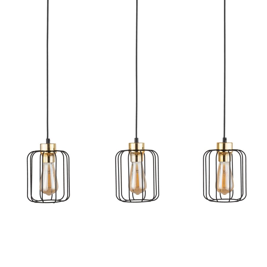 TK Galaxy loftlampe, m. 3 skjermer - kobber og svart metall