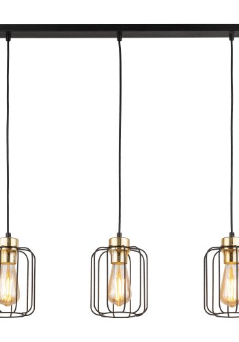 TK Galaxy loftlampe, m. 3 skjermer - kobber og svart metall