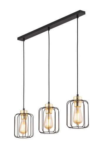 TK Galaxy loftlampe, m. 3 skjermer - kobber og svart metall