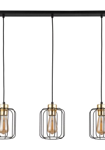 TK Galaxy loftlampe, m. 3 skjermer - kobber og svart metall