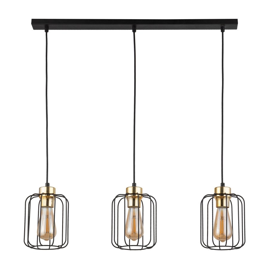 TK Galaxy loftlampe, m. 3 skjermer - kobber og svart metall