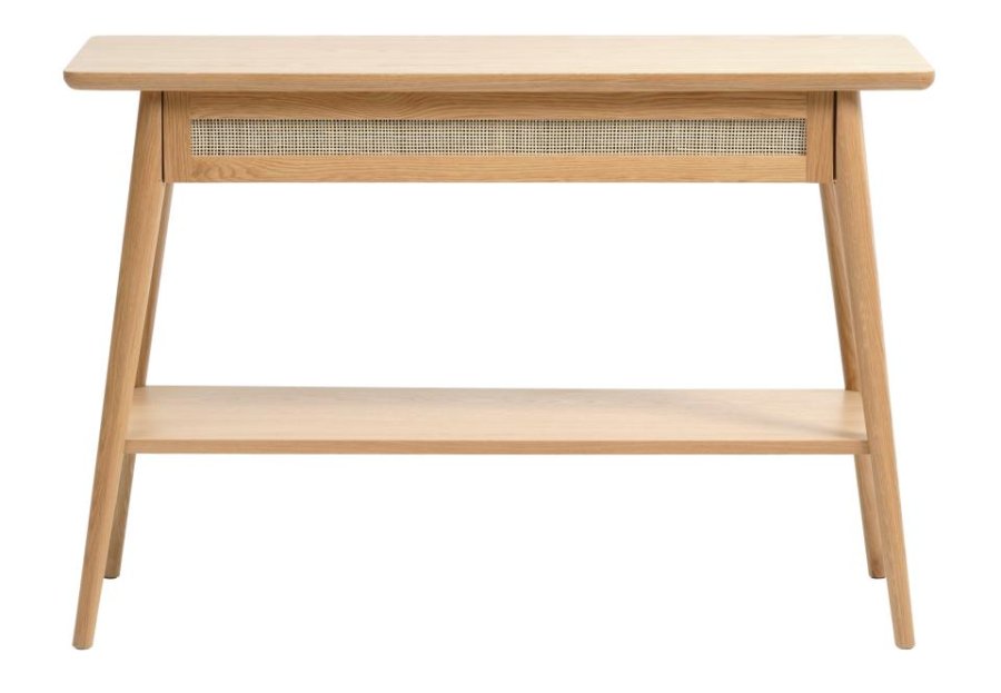 Barrali konsollbord, m. 1 hylle og 1 skuff - naturlig rotting, eikefiner og eik (110x40)