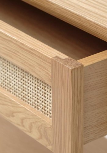 Barrali konsollbord, m. 1 hylle og 1 skuff - naturlig rotting, eikefiner og eik (110x40)