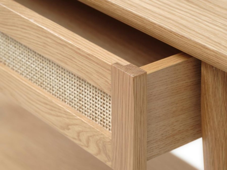 Barrali konsollbord, m. 1 hylle og 1 skuff - naturlig rotting, eikefiner og eik (110x40)